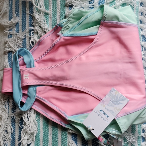 LOVESHACKFANCY HURLEY X ONE PIECE LARGE COLOR BLOCK ZIP FRONT PINK GREEN BLUE - Picture 6 of 11